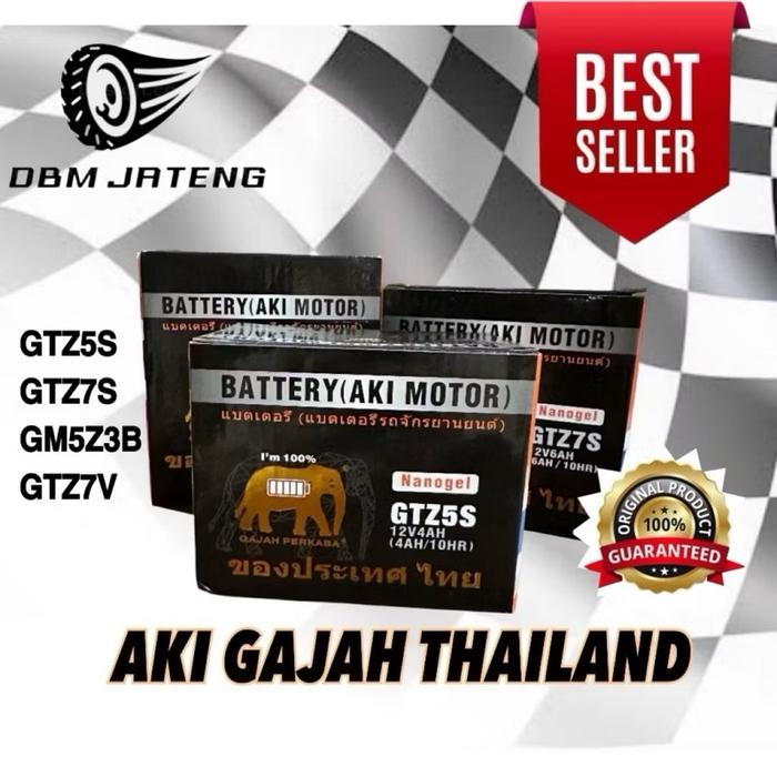 ￼100% ORIGINAL & BARU AKI GAJAH ACCU THAILAND UKURAN TIPE GTZ5S GTZ7S GM5Z3B GTZ7V HARGA GROSIR AKI 