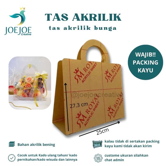 Tas Akrilik Bunga / acrylic Bag Bunga / Tas akrilik premium cantik / box hampers akrilik/ tas bunga 