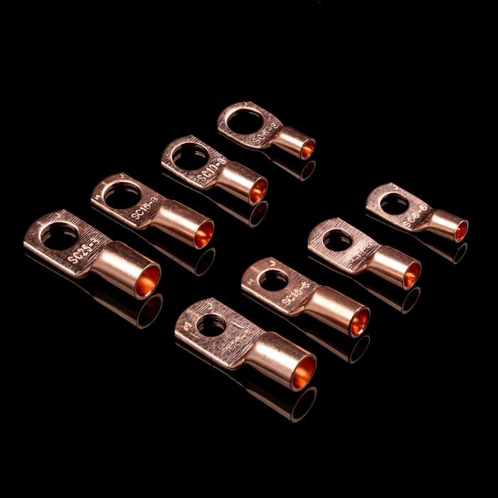50Pcs SC6-6 SC6-8 SC10-6 Tinned Copper Lug Ring Wire Connectors for