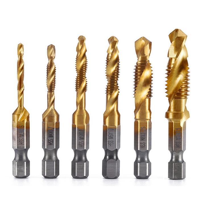 Drill Tap Bit, 6 Pack Combination Drill Tap Bit Set Screw Tapping SAE