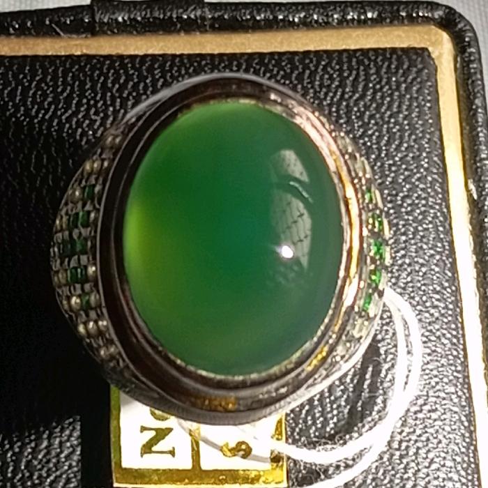 Cincin Mata Batu Natural Ijo Garut Big Size Premium Ring Perak (Kolektor Item)