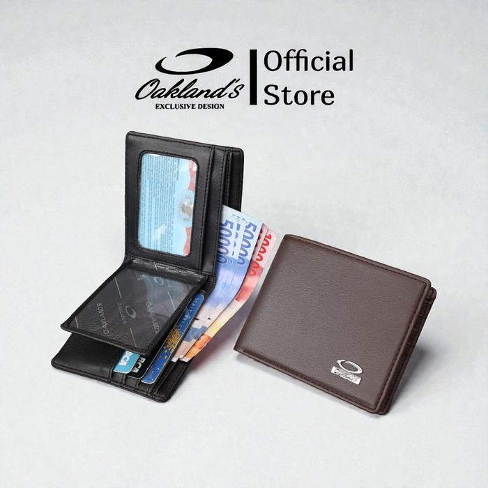 Oakland's Dompet Pria Lipat Dua Resleting MAM 01S Bahan PVC Premium Warna Biru Free Box & Bubble Wra