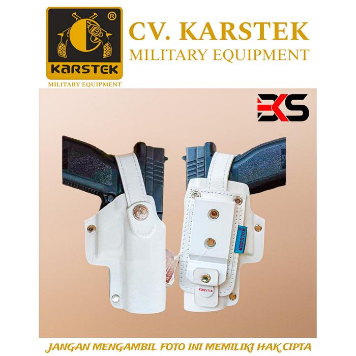Sarung Ponsel Holster Kulit Premium Putih Model Panjang HS Phone Holder 6cm