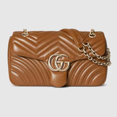 Tas messenger,Tas Premium Wanita,GG Marmont medium shoulder bag,brown