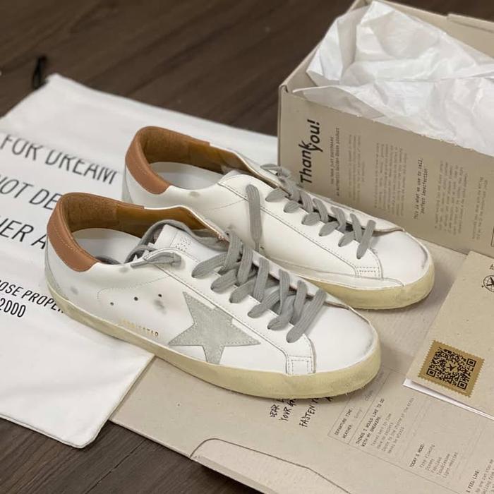 Ready Golden Goose Superstar White Heel Tab Brown Made in Italy Original 41