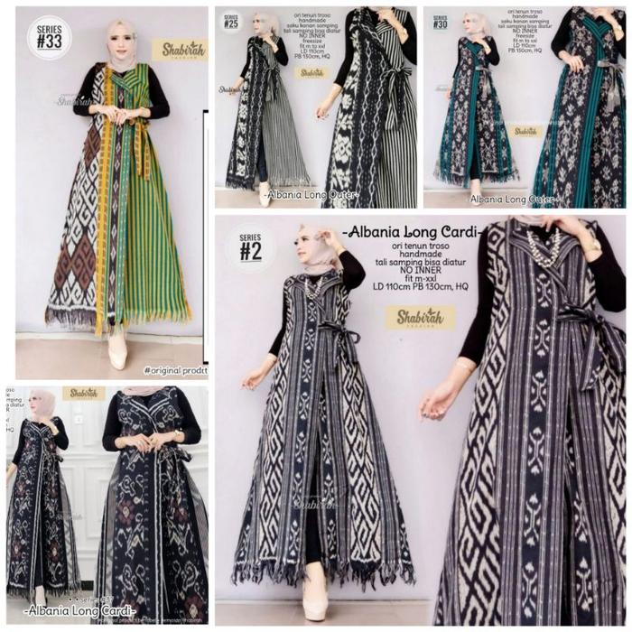 Promo ALBANIA Long Outer Etnic Tenun Troso  ORI SHABIRAH CARDIGAN OUTER ROANA RUFFLE OUTER MAEZULA