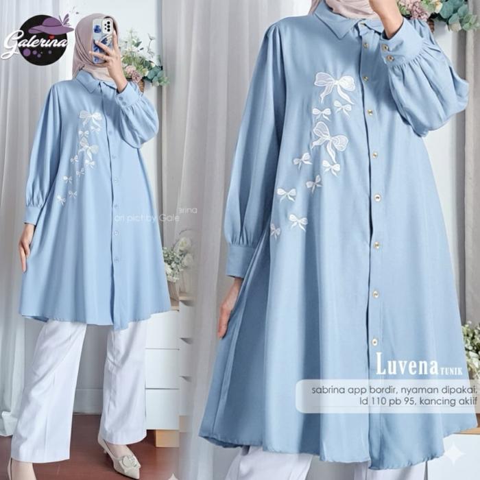 Atasan Baju Wanita Model Terbaru Luvena Tunik Bahan Sabrina Kombi Bordir Tunik Wanita Jumbo Ld 110 A