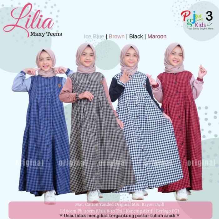 LILIA MAXY DRESS TEENS KIDS BY PGJ / DRESS MAXY ANAK MOTOF KOTAK KOTAK