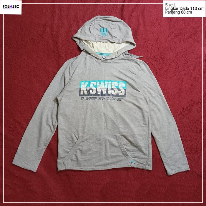 Hoodie K-Swiss K Swiss Kswiss  bahan Katun  warna Abu motif Sablon      Size L