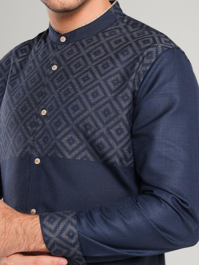 MOC Kemeja Koko Lengan Panjang Pria BAHRI-NAVY