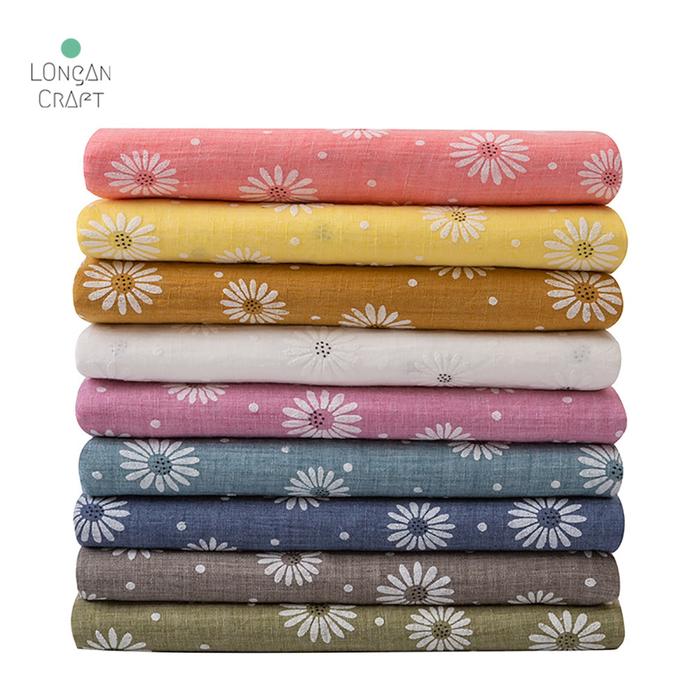 50cmX140cm Motif Bunga Kain Katun Linen Kain Linen Musim Panas Tipis