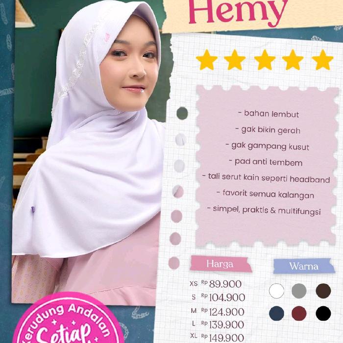 HIJAB SEKOLAH MERK RABBANI HEMY/Hemy hitam/hemy putih/hemy Coklat/hemy Navy/hemy maroon