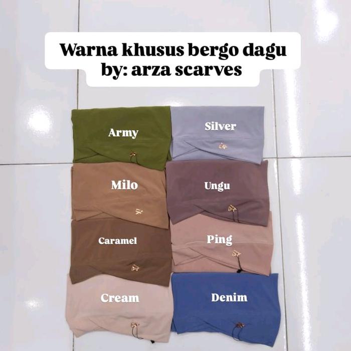 Arza Scarves Jilbab Bergo Dagu Malay Flat A Warna Khusus Army Silver Milo Ungu Caramel Ping Cream De
