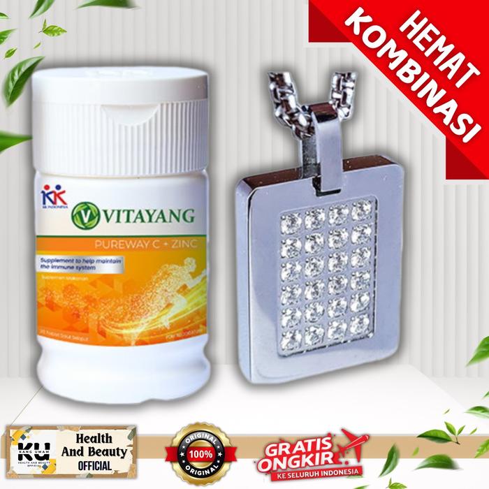 Beli 1 Gratis 1,, Beli 1 Kalung KK Liforce 24 Stone Gratis +1 Botol PUREWAY C+ZINC - Bandul Perhiasa