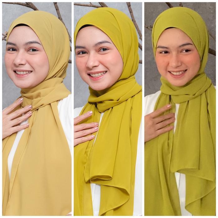 SERIES LEMON - LIME / Hijab Pashmina Warna Lemon Pashmina Ceruty Babydoll Premium ( Hijab Warna Lemo