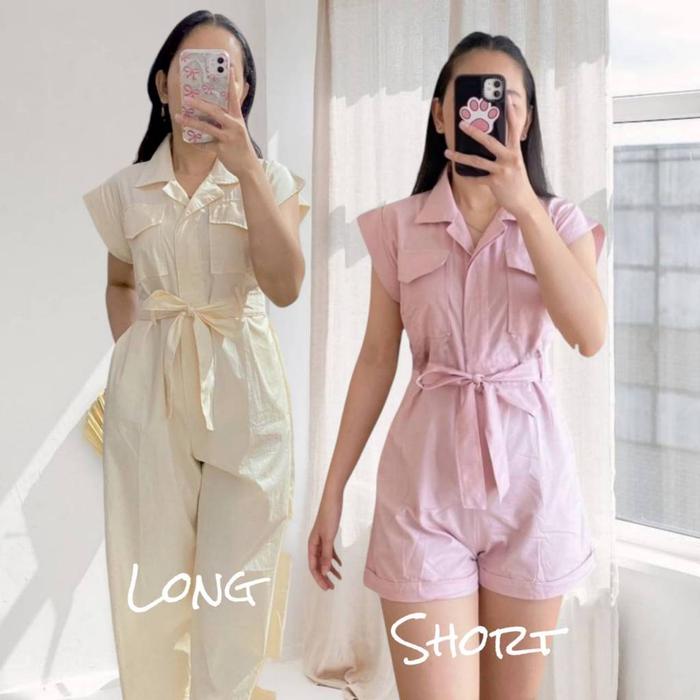 Katun PREMIUM ( Baby Pink ) 377.1004.992.1071 Agatha Jumpsuit Overall Jumper Kodok Wanita Kekinian K