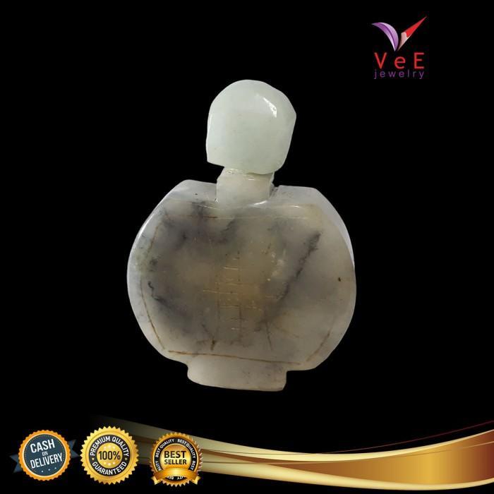 Barang Antik Batu Giok Kuno Asli Cina Jade Snuff Bottle Abu-Abu- Vee
