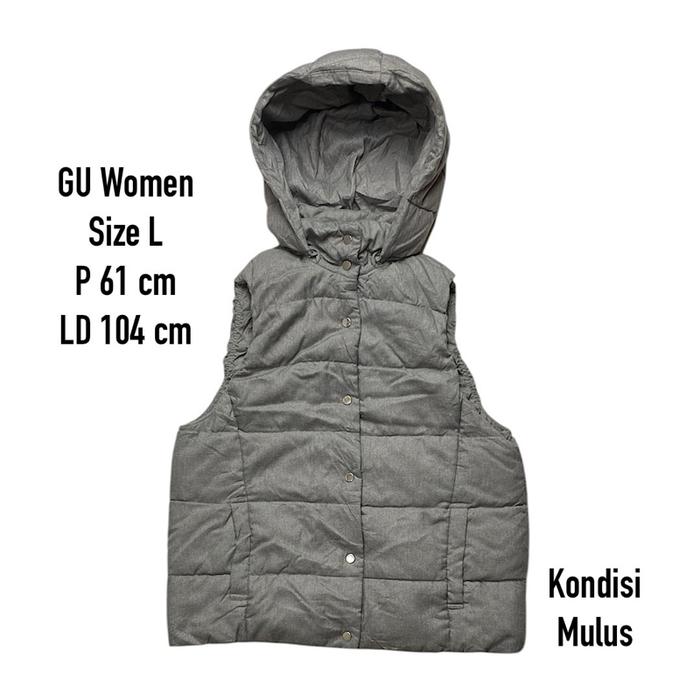 GU women puffer hoodie vest rompi second