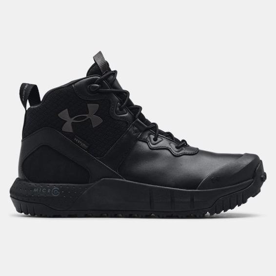 UA micro G valsetz mid leather waterproof mens tectical boots "all black"