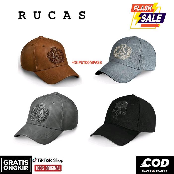 Rucas Topi "CROWN"  Brown Leather Cap,  Rucas Topi Crown Blue,  Rucas Topi Black, Rucas Topi Blue De