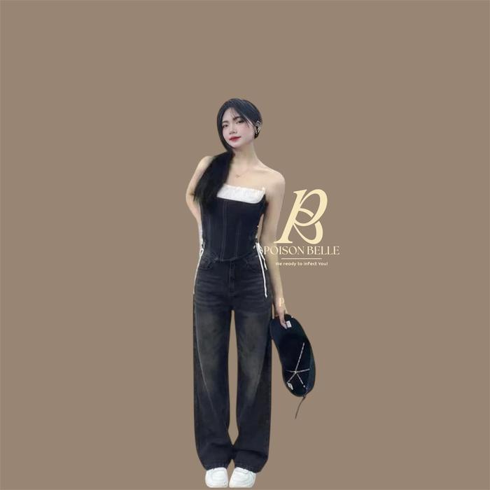 POISON BELLE NOVA PANTS BLACK WASH JEANS Celana Jeans Wanita Hitam Washed Trendy dan Nyaman dengan P
