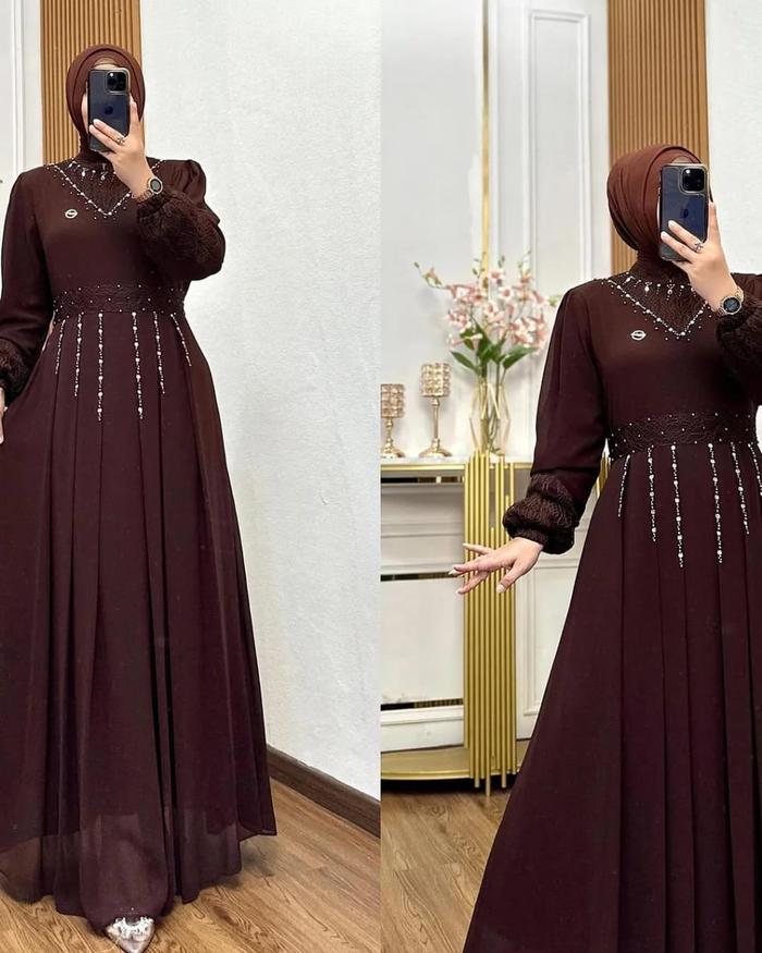 GAMIS PAYET MUTIARA PESTA TERBARU LAUDYA DRESS BAHAN CERUTY BABYDOLL MIX BRUKAT APLIKASI PAYET 2026