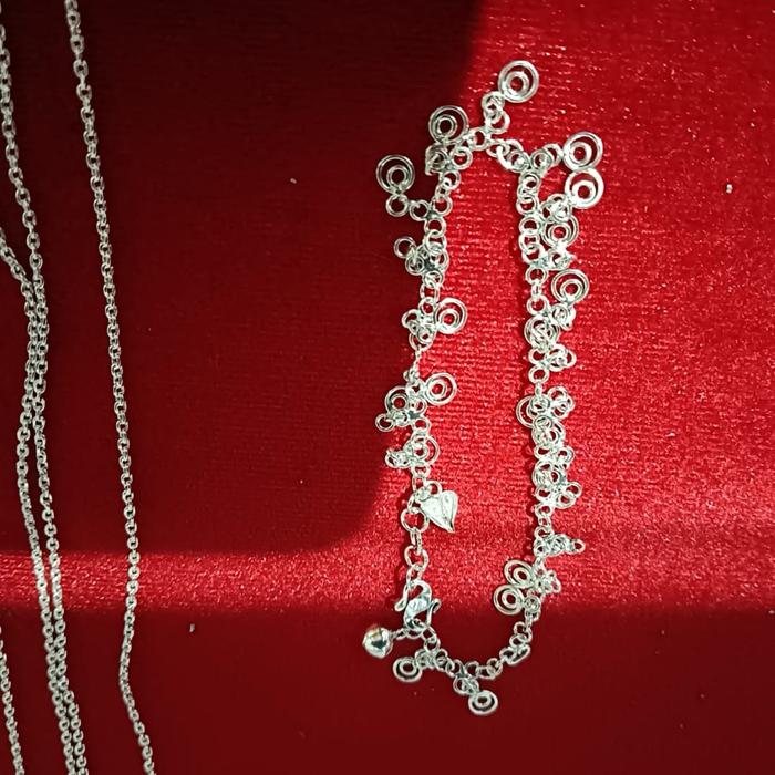 gelang kaki perak murni anak