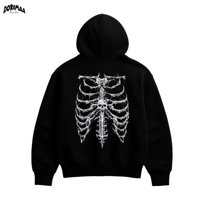 DRMA | HOODIE OVERSIZE UNISEX | BONES - HITAM style Hoodies & Sweaters Hoodies & Sweaters oversized