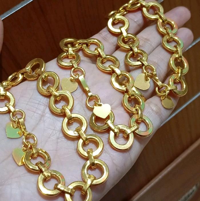 Gelang Koin 91 Motif Donat Ukuran 50gram - Perhiasan Imitasi Koin Lapis Emas 24 Karat - Elegan