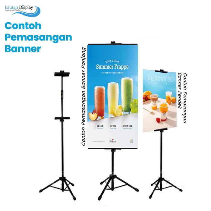 ASLI - LAUTAN DISPLAY TRIPOD STANDING BANNER BESI 2 METER, BANNER BESI MURAH UNTUK INDOOR & OUTDOOR,