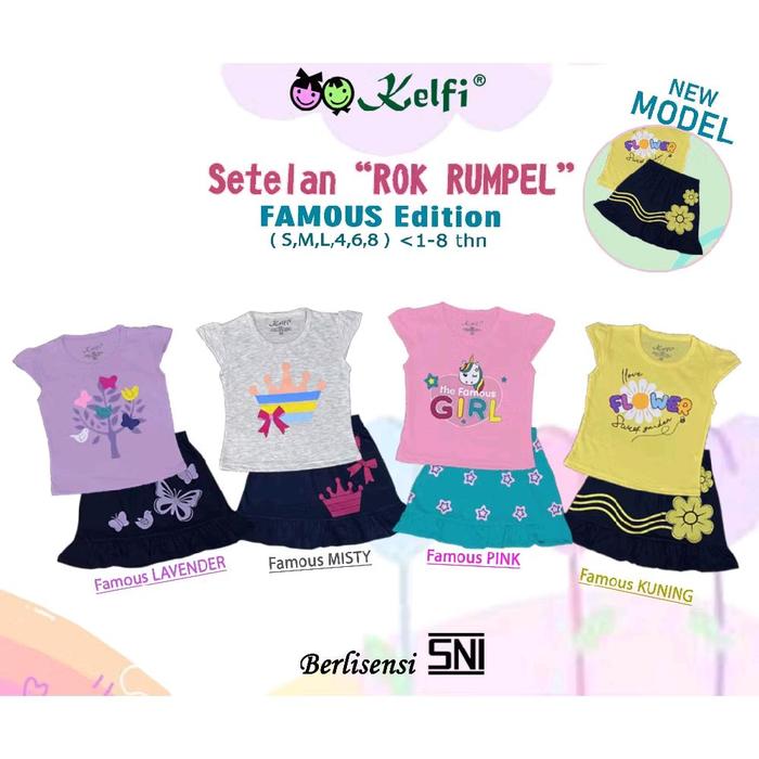 SETELAN BAJU ANAK CEWEK MURAH / BAJU KELFI / SETELAN ROK REMPEL LUCU / SETELAN ANAK GEMES LUCU