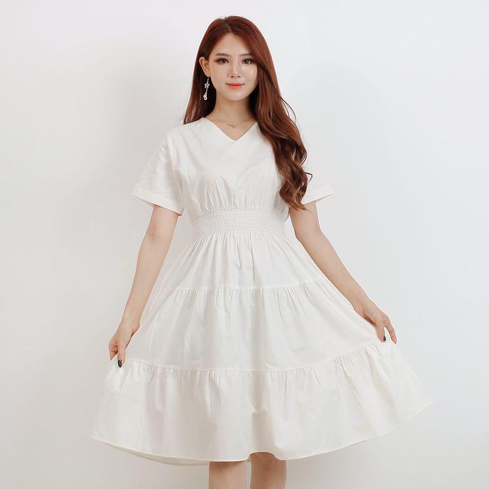 Dress Wanita Putih Jumbo White Dress Korean Style Gaun Remaja L to XL mix model Casual dan Semi Form
