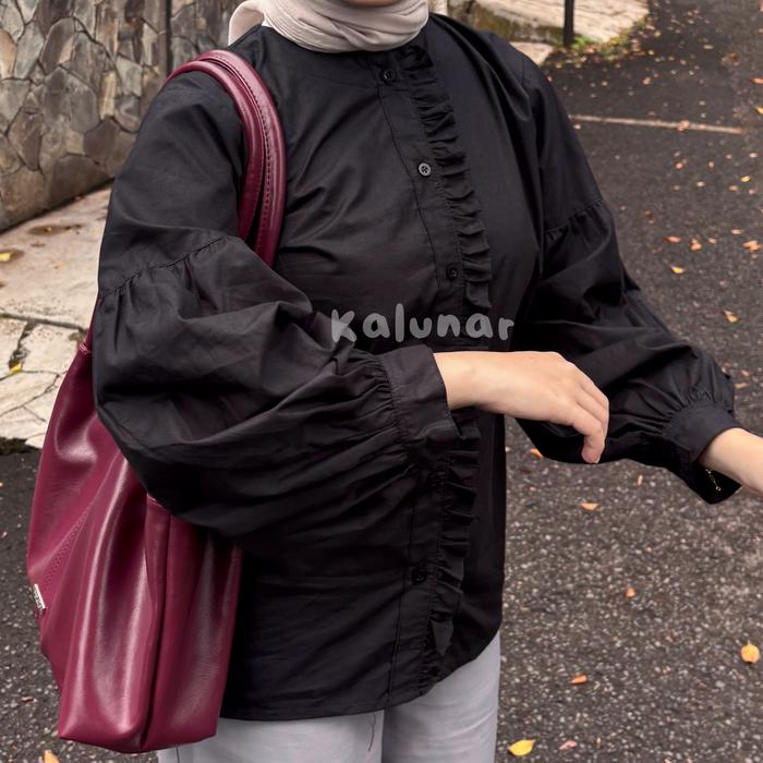 [NEW LAUNCH] KALUNAR - Poly Shirt (Atasan Kemeja Katun Poplin Ruffle Lengan Balon Wanita)