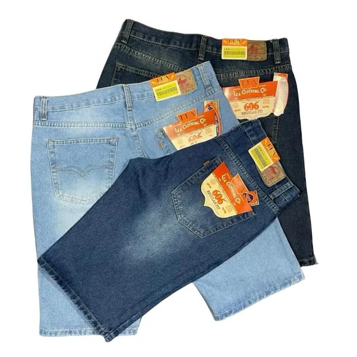 Celana Pendek Lea 606 Reguler 28-38 Pria Dewasa Cowok Denim panjang Big Size Jeans