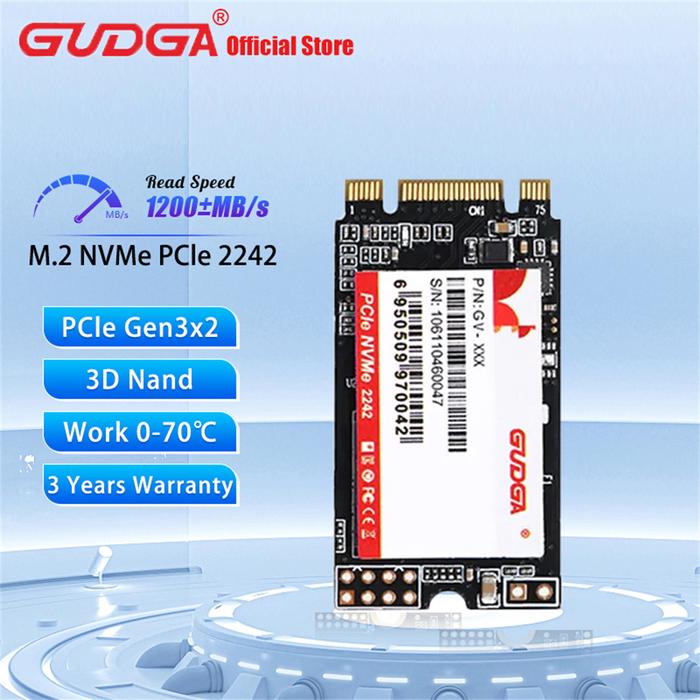 GUDGA NVMe SSD M2 512GB 1TB PCIe 3.0x2 M.2 NVMe 2242 For Laptop
