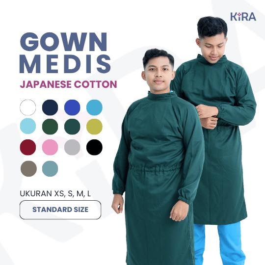 GOWN MEDIS Surgical Gown/Jubah Medis Operasi/Baju Operasi Dokter Perawat/Unisex/Japanese Cotton/Kira