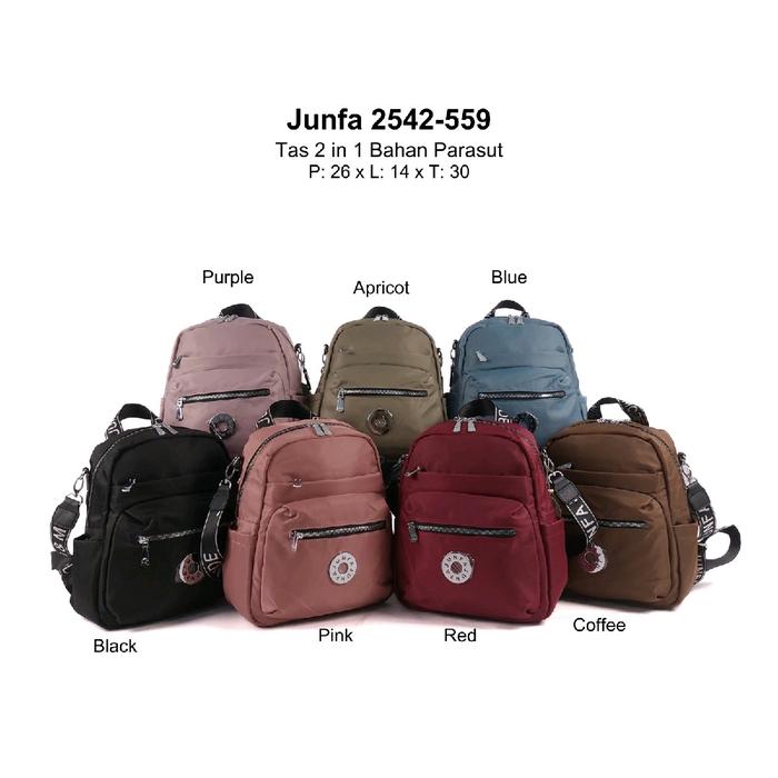 JF2542 Tas Ransel Wanita 2in1 Junfa Premium original uk medium