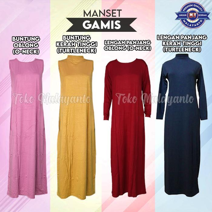 Inner Dress Premium Baju Manset Gamis Lengan Panjang Tanpa Tangan Buntung Wanita Kerah Leher Turtle 