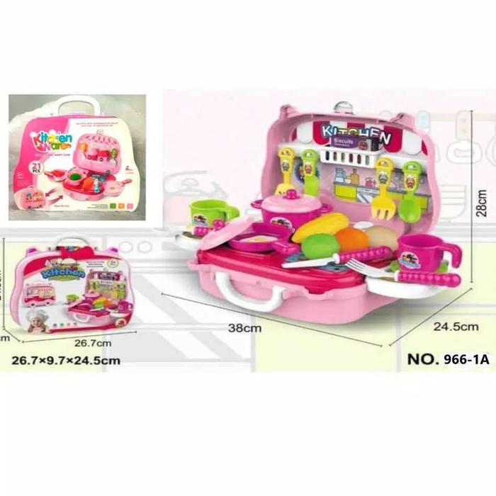 Mainan Anak Kitchen re Set Koper Mainan Kitchen Set Portable Lengkap Edukasi Anak - Tanpa Bubble