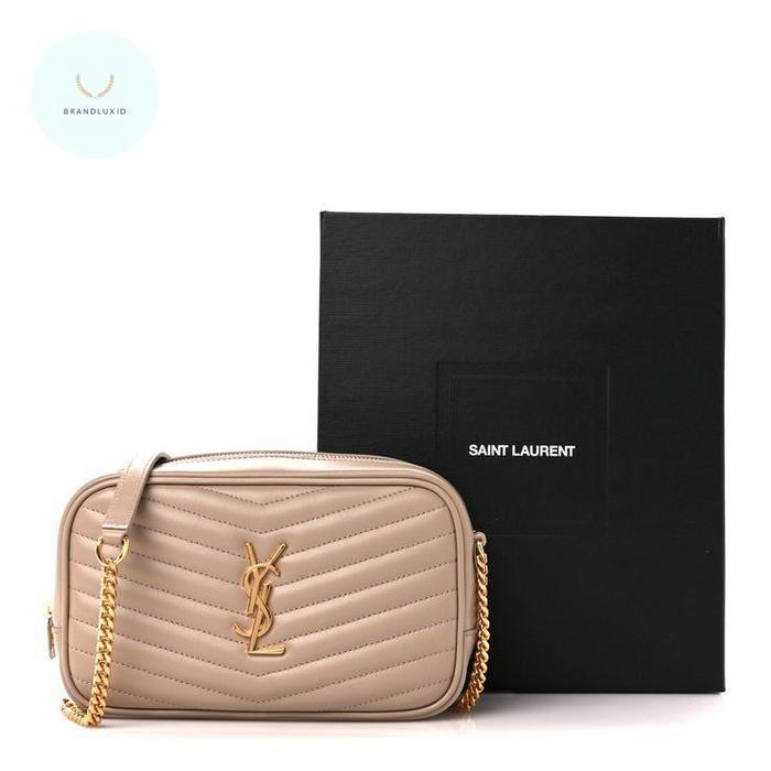 YSL MINI LOU DARK BEIGE CAMERA BAG CROSSBODY