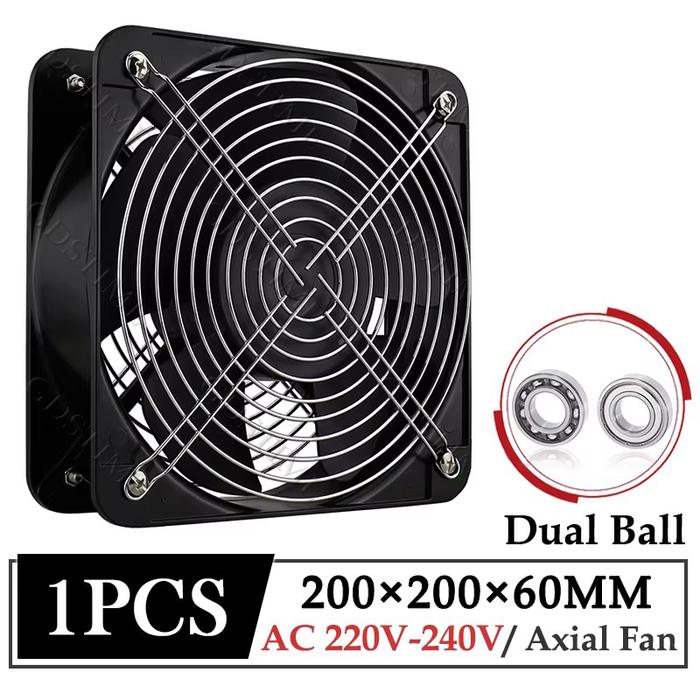1Pcs Gdstime AC 220V Axial Fan 200mm 200x200x60mm Ball Industrial Cabinet Cooling Fan 20cm Large Air