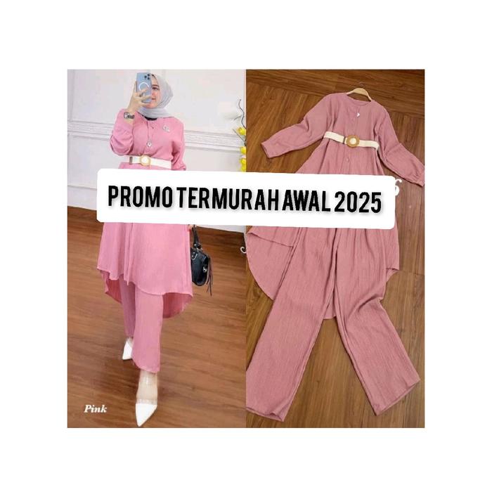 Set Pakaian Zafira Bahan Cringkle Kayu Serat untuk Wanita Muslimah - Simple, Dewasa, Airflow, Casual
