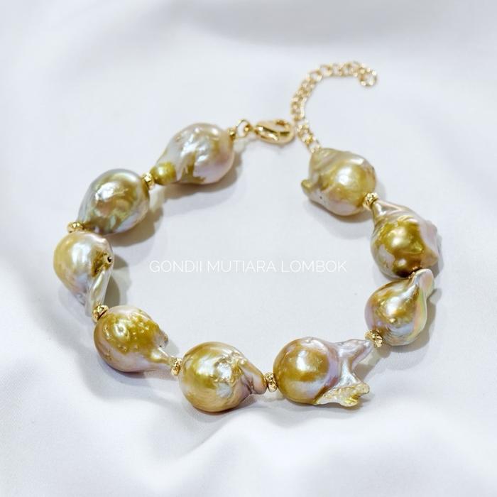 Gelang Mutiara Baroque Asli Mutiara Laut Bersertifikat | Gelang Mutiara Laut Asli Model Baroque Bers