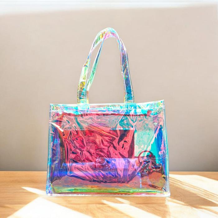 Totebag Wanita - Tas mika hologram size 35 x 12 x 27 cm plus resleting