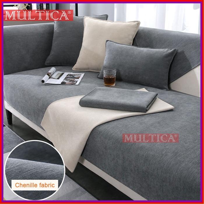 MULTICA COD Cover Sofa 1 2 3 4 L seater Ruang Tamu Chenille Alas Sofa Sudut Polos Minimalis Modern M