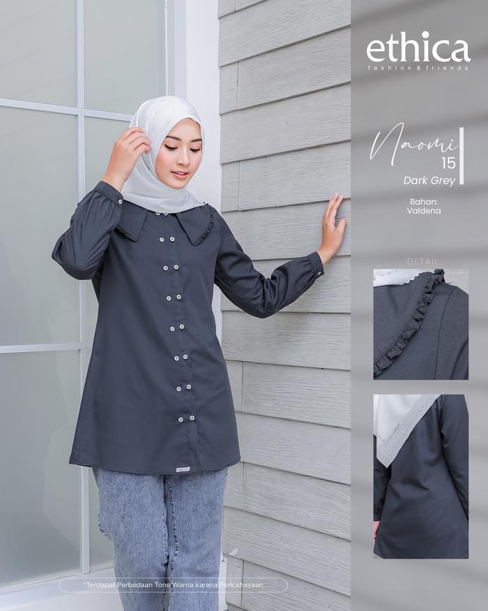 Tunik Wanita Ethica Naomi 15 Dark Grey Xs Sml | Dusty Plum Xs Sm - Atasan Muslimah - Tunik Katun Ori