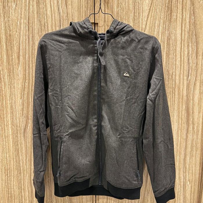 Jaket Hoodie Quicksilver Abu Abu Grey Prelove Second Bekas Mens Pria Size S Small