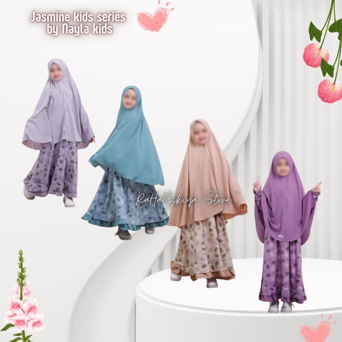 Gamis anak syar'i set gamis remaja ready stok Jasmine by Nayla Kids bs COD