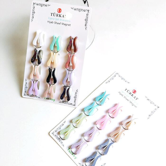 NEW Klip Jilbab Turki isi 12pcs/Klip Hijab model Tulip/Klip Jilbab/Klip Kerudung jepit hijab aesthet