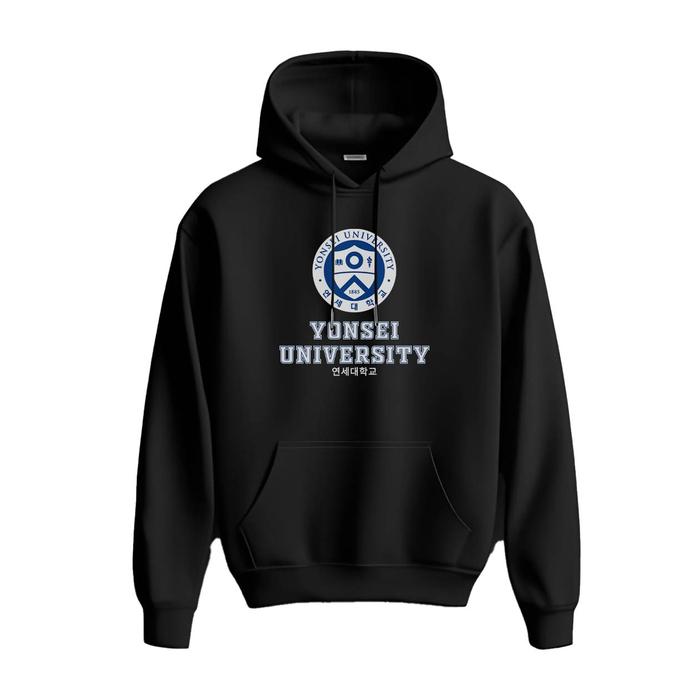 Hoodie YONSEI University Premium Fleece Cloth Sweater Jacket Hood Black Hitam Distro